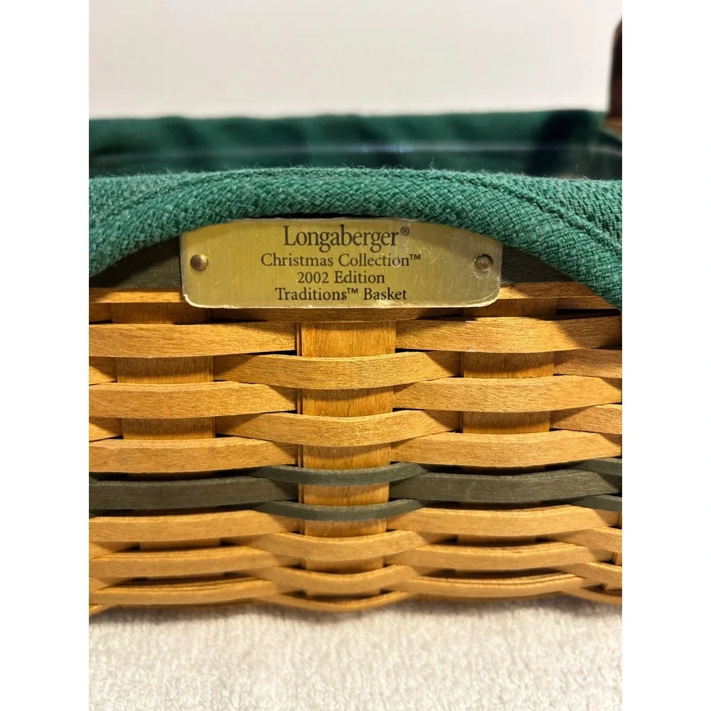 Longaberger 2002 Christmas Collection Traditions‎ Basket Green Liner Protector